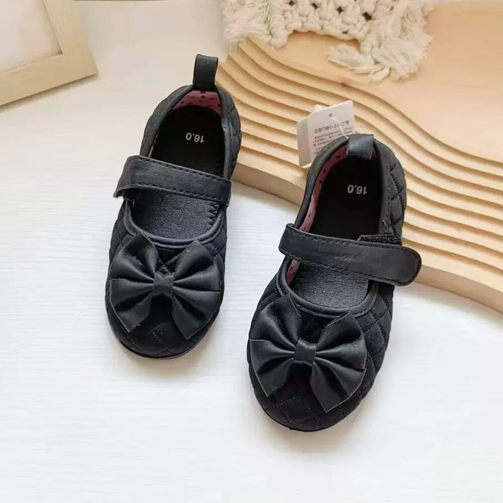 蝴蝶結室內鞋 帆布 休閒鞋 幼兒園 🔥出口日本🔥 女童 16-21號 粉色 黑色 幼稚園-圖片-8