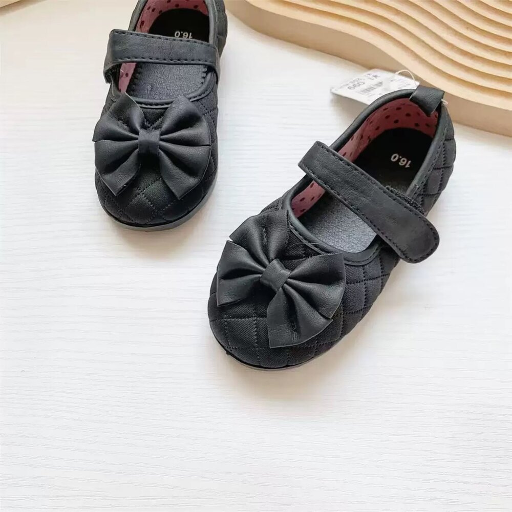 蝴蝶結室內鞋 帆布 休閒鞋 幼兒園 🔥出口日本🔥 女童 16-21號 粉色 黑色 幼稚園-圖片-9