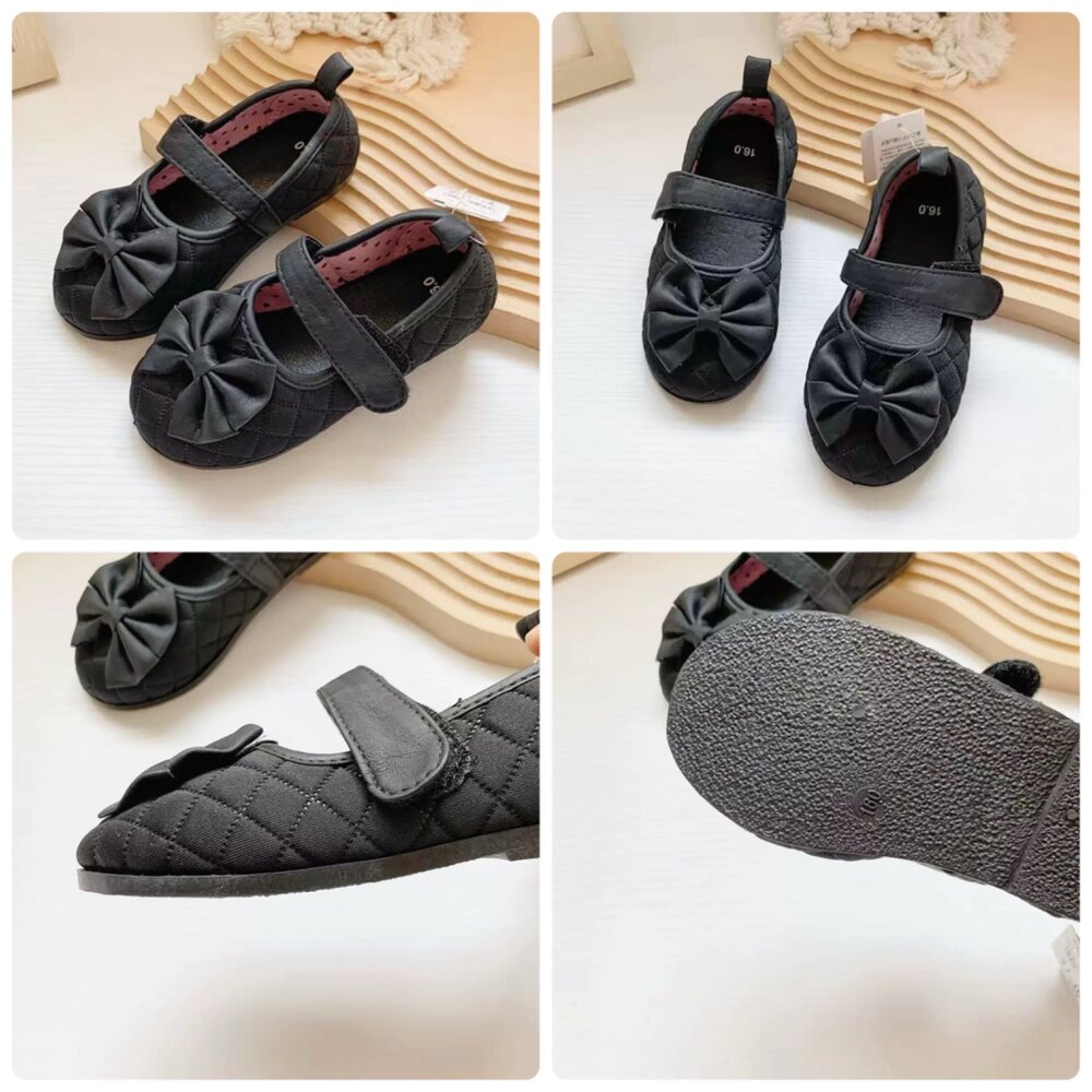 蝴蝶結室內鞋 帆布 休閒鞋 幼兒園 🔥出口日本🔥 女童 16-21號 粉色 黑色 幼稚園-圖片-10