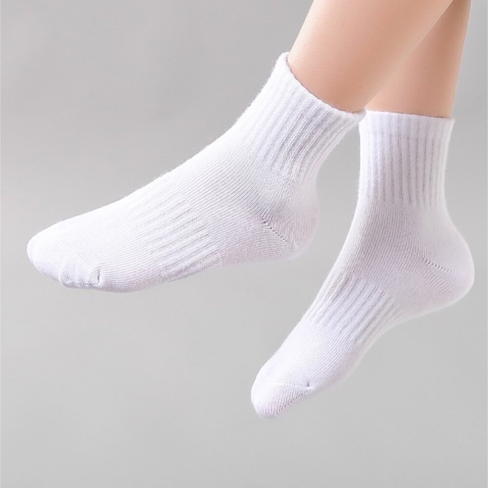 兒童襪子 5歲-15歲 白襪 黑襪 中筒 純棉 舒適 白色襪子-圖片-3