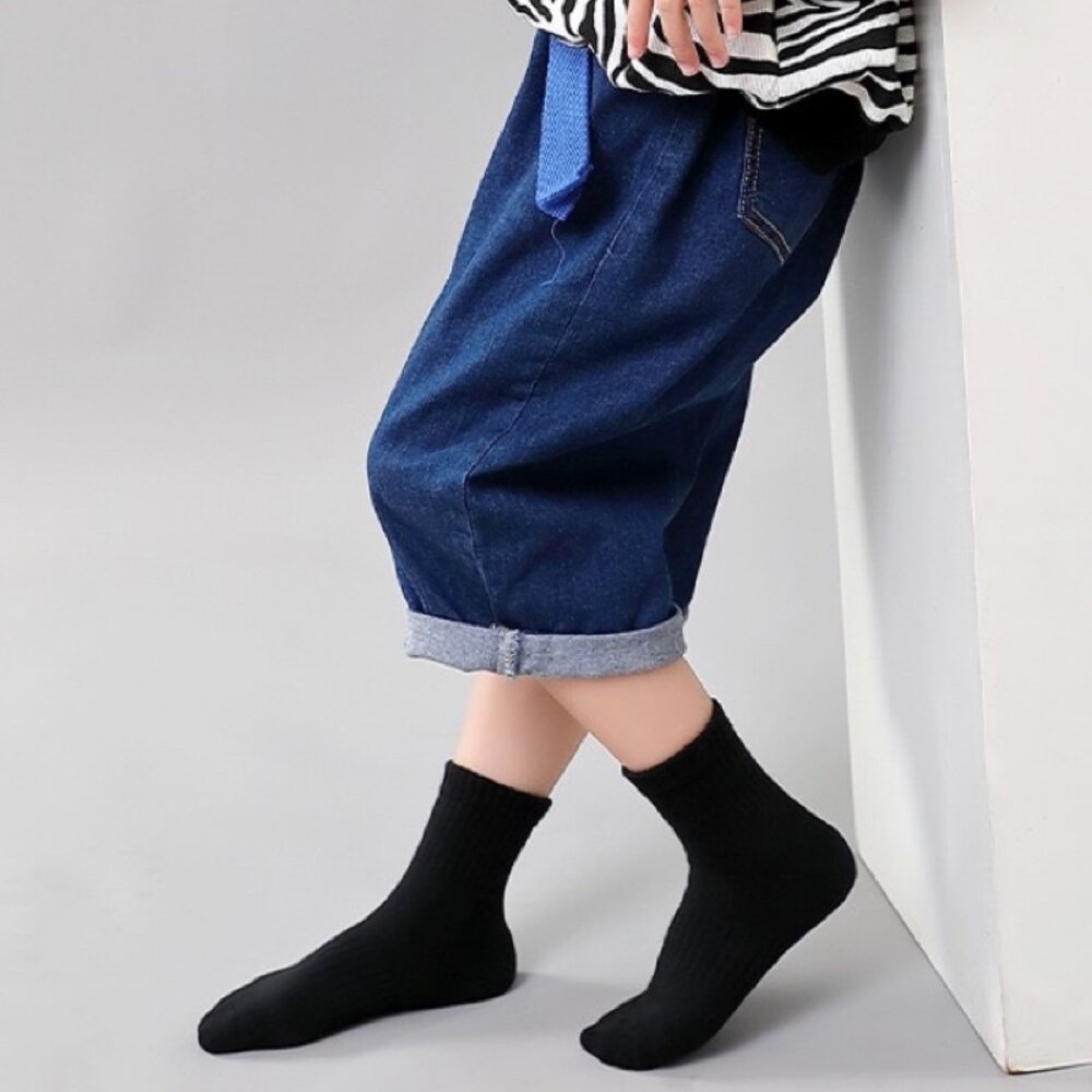 兒童襪子 5歲-15歲 白襪 黑襪 中筒 純棉 舒適 白色襪子-圖片-6