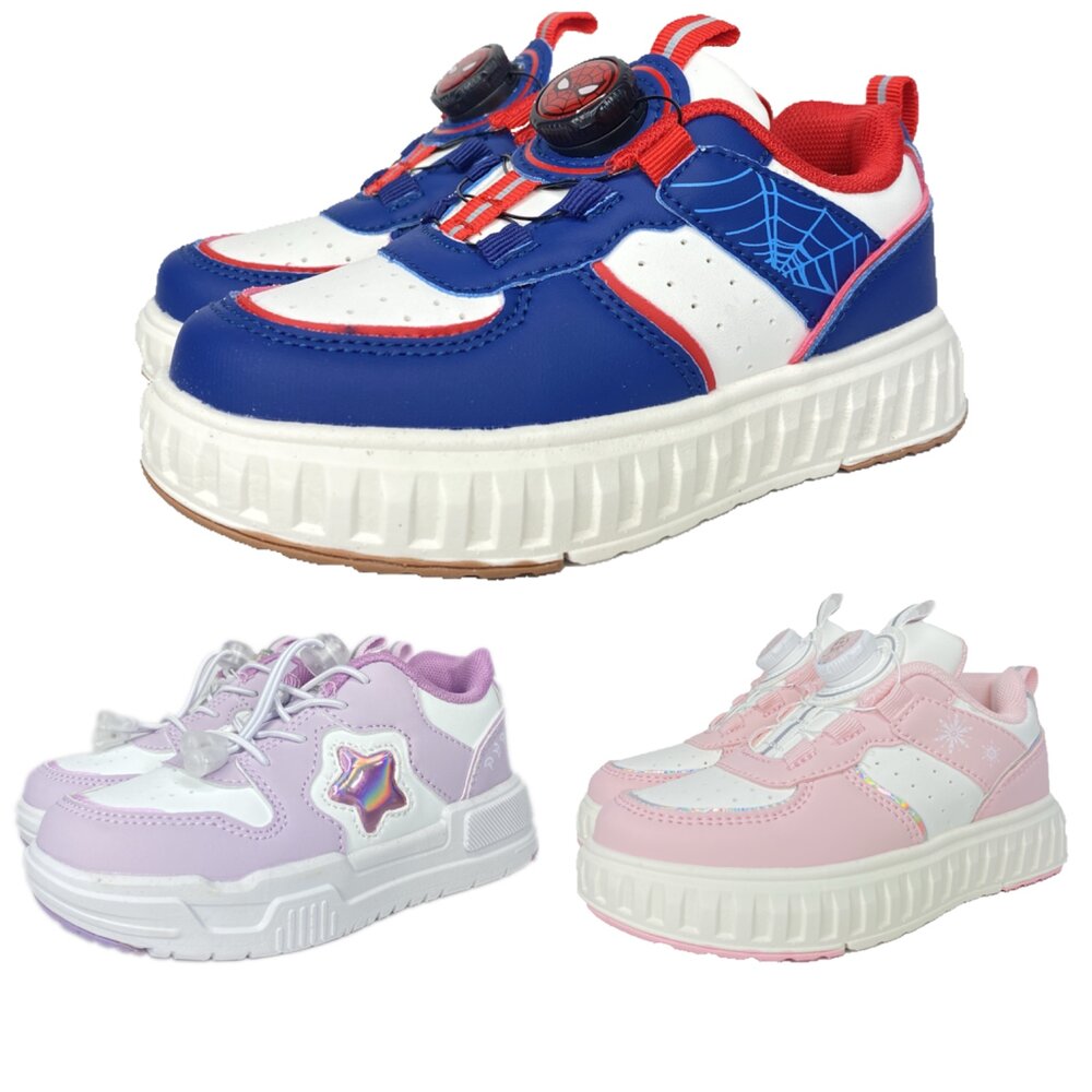 18818820824-冰雪奇緣 蜘蛛人 皮面休閒鞋 旋鈕鞋 男童 女童 運動鞋 角落生物 球鞋 魔鬼氈 角落小夥伴