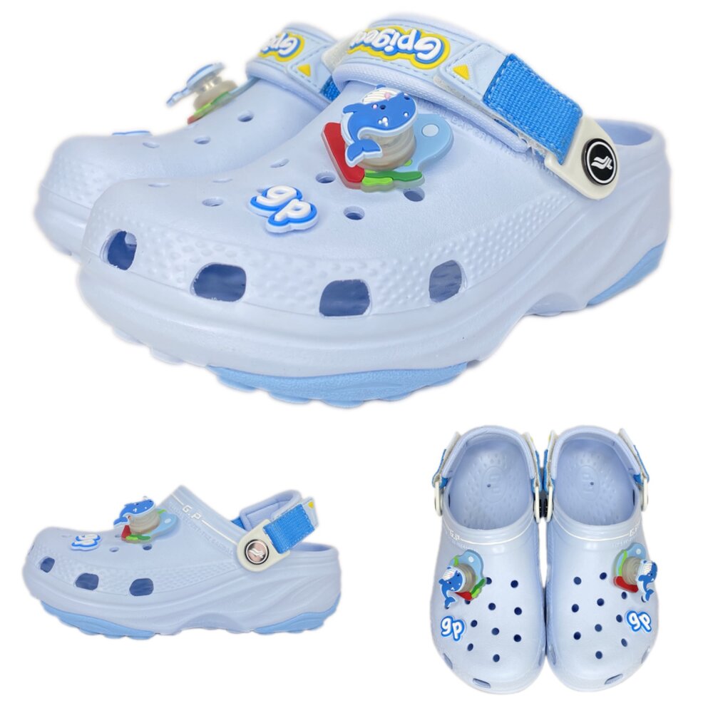 GP 兒童拖鞋 玩水防滑 洞洞鞋 男童女童 雙帶可調整 31-35號 G9306-圖片-1