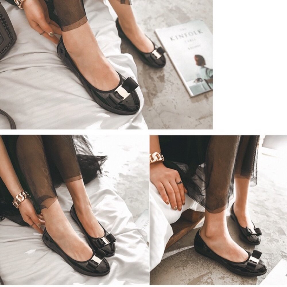 紅色亮皮娃娃鞋 蛋捲鞋 平底鞋 蝴蝶結 黑色 漆皮 35-41號-圖片-7