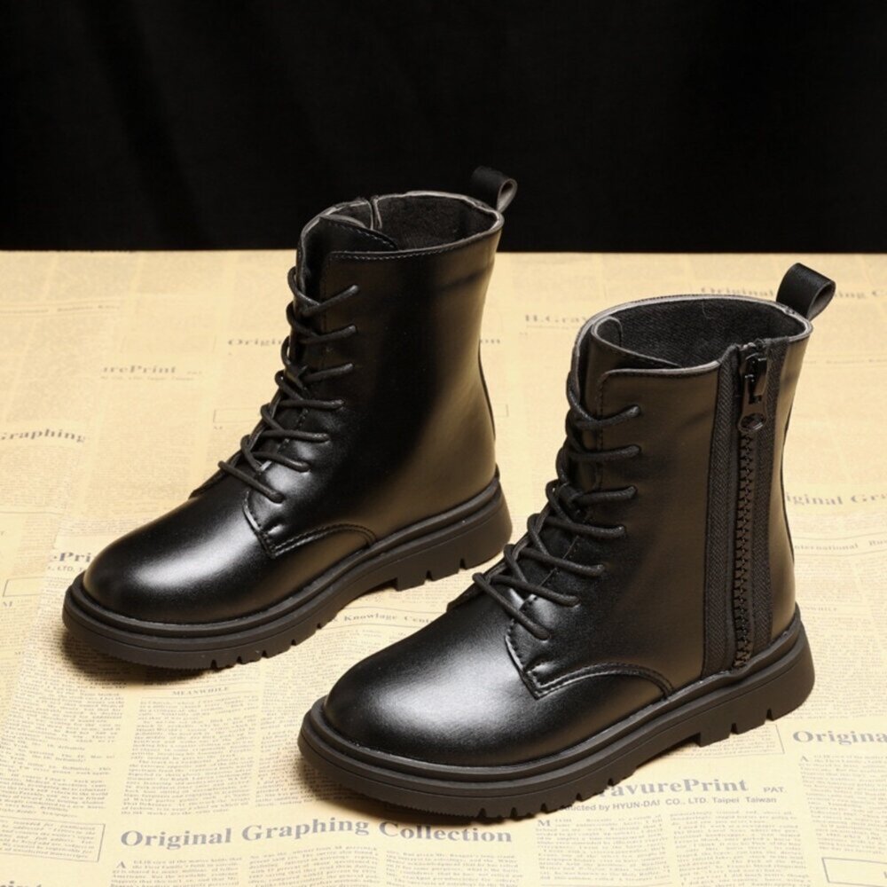 男童女童黑色靴子 短靴 台灣製造 馬丁靴 童靴 兒童 拉鍊-圖片-11