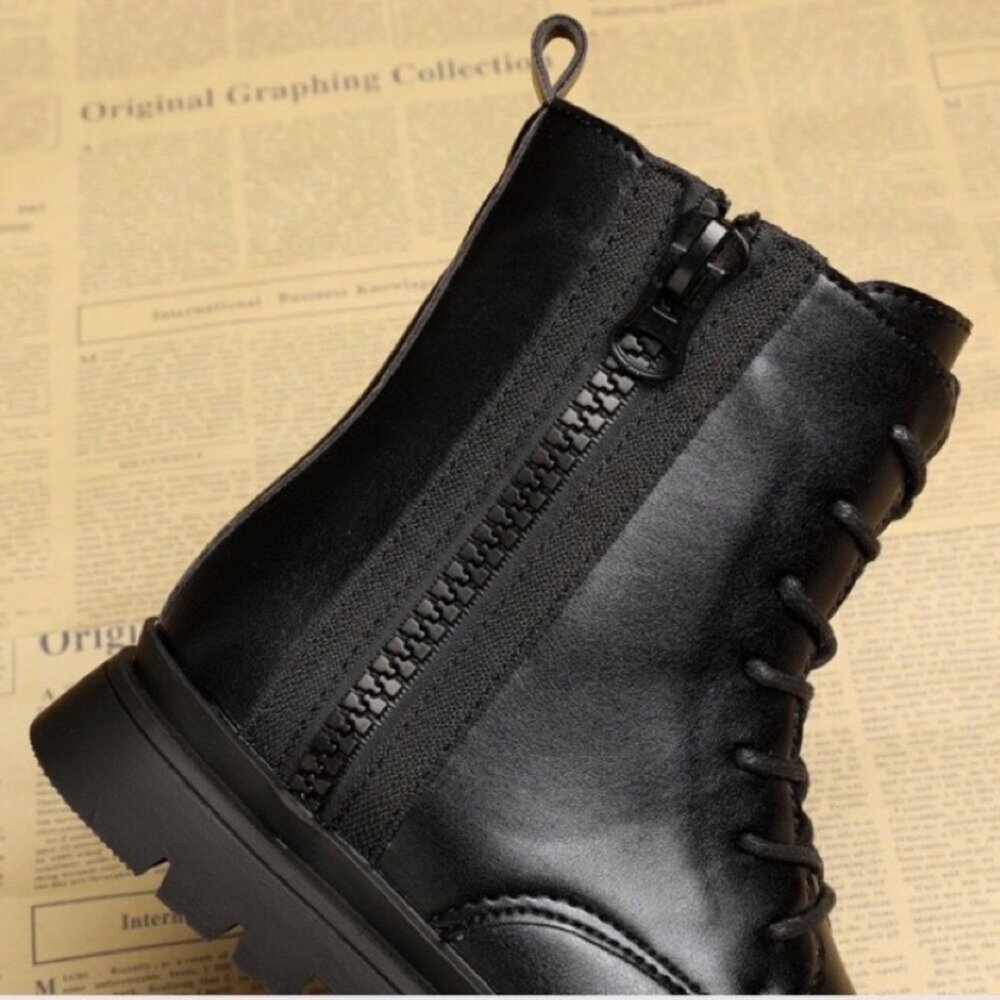 男童女童黑色靴子 短靴 台灣製造 馬丁靴 童靴 兒童 拉鍊-圖片-10