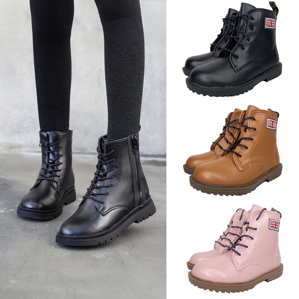 20560702556-女童黑色短靴 靴子 🔥台灣現貨🔥 拉鍊穿脫 軍靴 馬丁靴 兒童