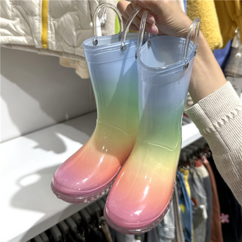女童雨鞋 🔥台灣現貨🔥 彩虹雨鞋 15-23公分 兒童-圖片-1