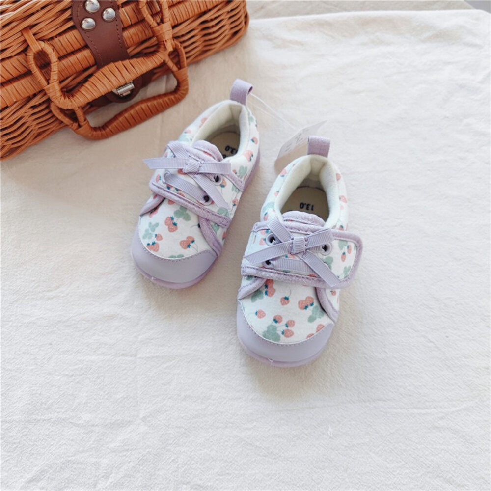 出口日本 女童軟底學步鞋 寶寶鞋 小碎花 🔥現貨秒出🔥 魔鬼氈-圖片-3