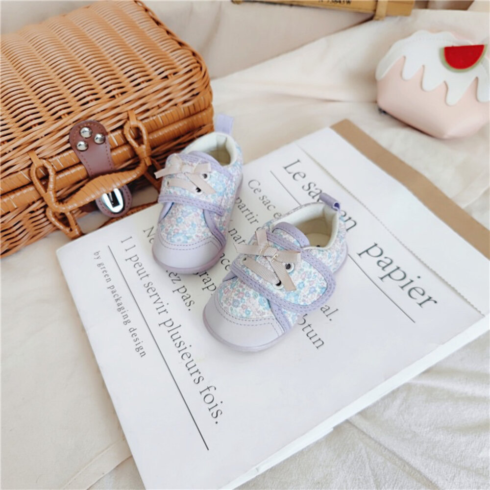 出口日本 女童軟底學步鞋 寶寶鞋 小碎花 🔥現貨秒出🔥 魔鬼氈-圖片-5