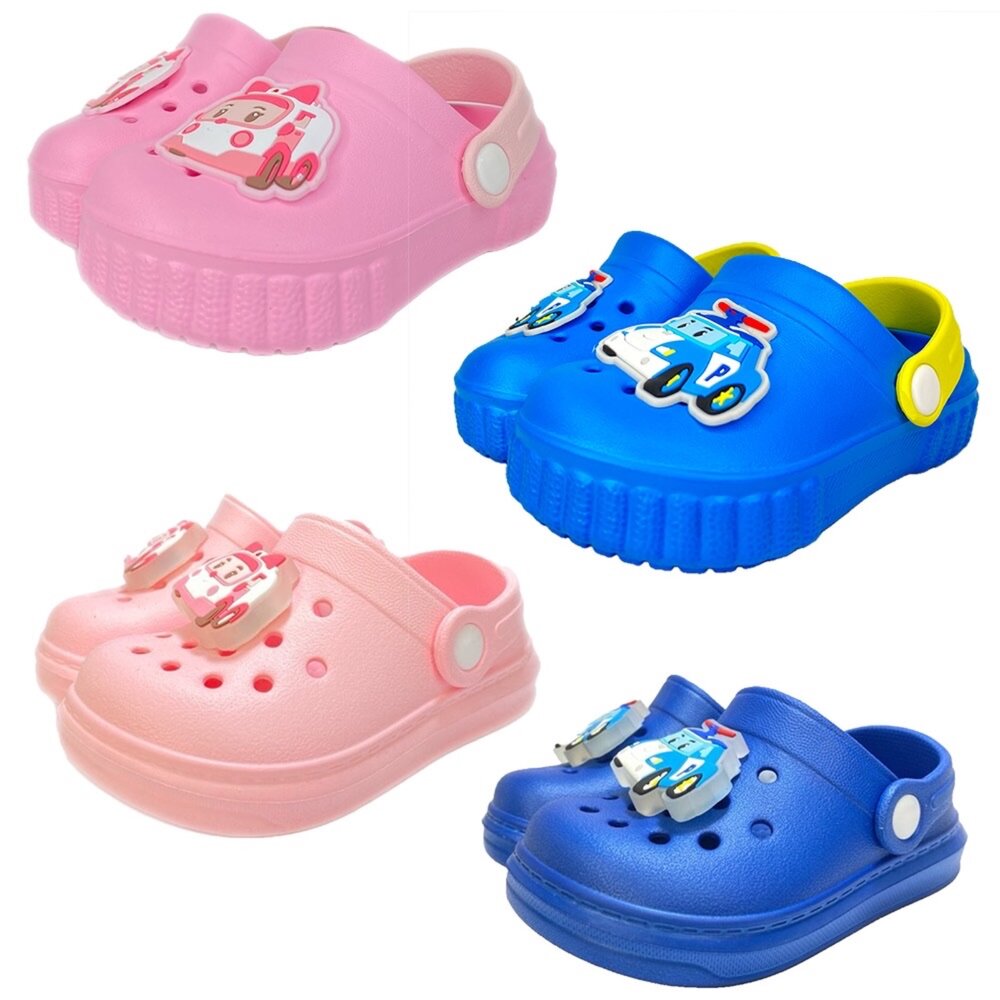 21507141441-波力 電燈布希鞋 洞洞鞋 拖鞋 台灣製 羅伊 安寶 男童 女童 荷蘭拖 護趾涼鞋