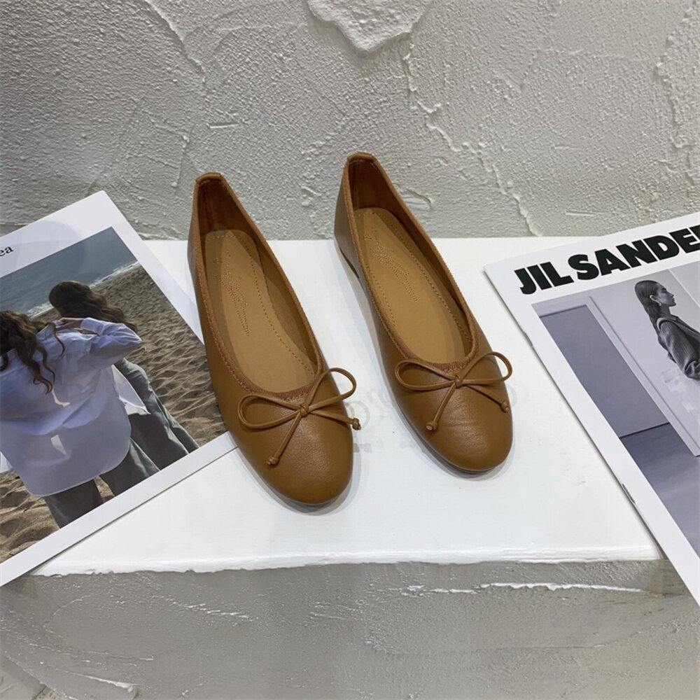 皮面蝴蝶結娃娃鞋 平底鞋 多色 🔥台灣出貨🔥 藍色 綠色 黑色-圖片-3