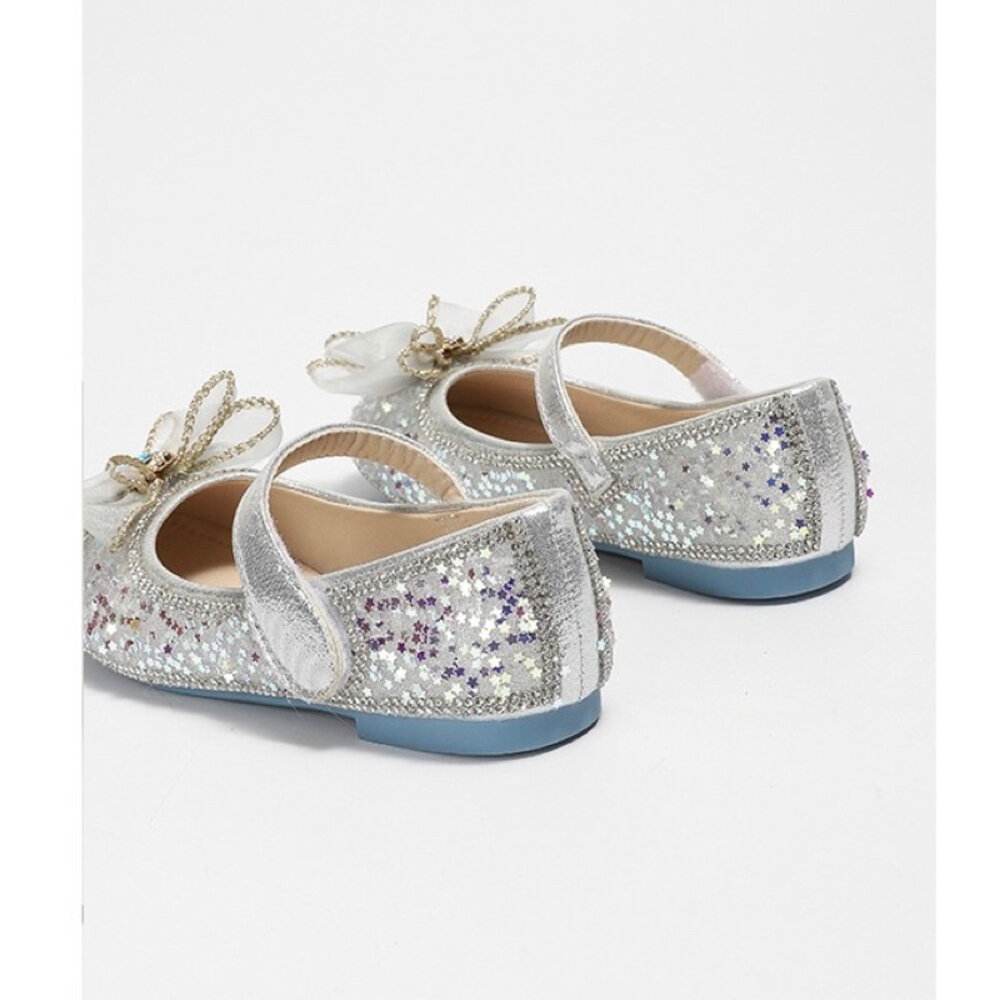 女童娃娃鞋 藍色 粉色 🔥獨家訂製款🔥 亮片公主鞋 魔鬼氈 蝴蝶結-圖片-7