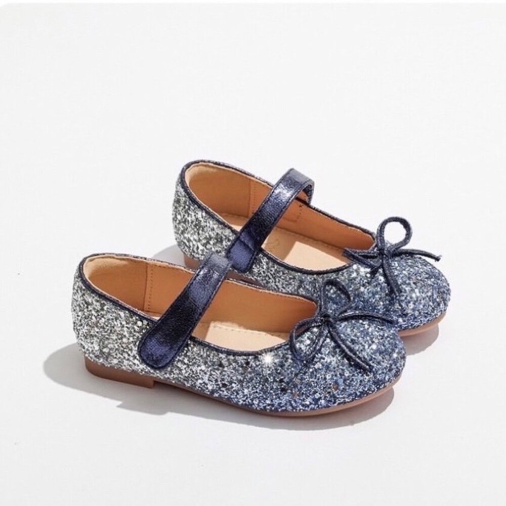 女童娃娃鞋 藍色 粉色 🔥獨家訂製款🔥 亮片公主鞋 魔鬼氈 蝴蝶結-圖片-8