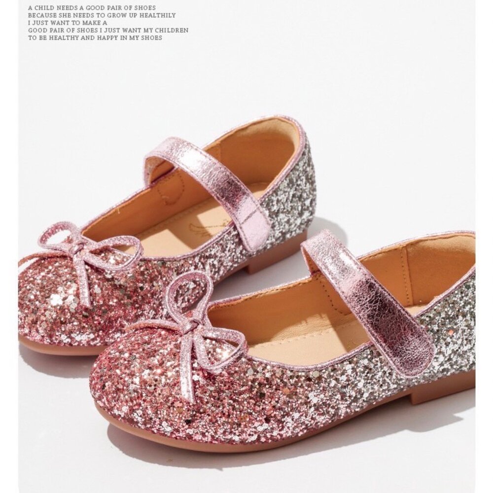 女童娃娃鞋 藍色 粉色 🔥獨家訂製款🔥 亮片公主鞋 魔鬼氈 蝴蝶結-圖片-10