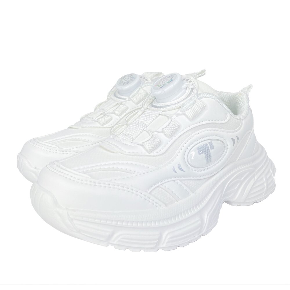 兒童全白皮面運動鞋 防水學生鞋 球鞋 男童女童 休閒鞋 16-22號 白色-圖片-1