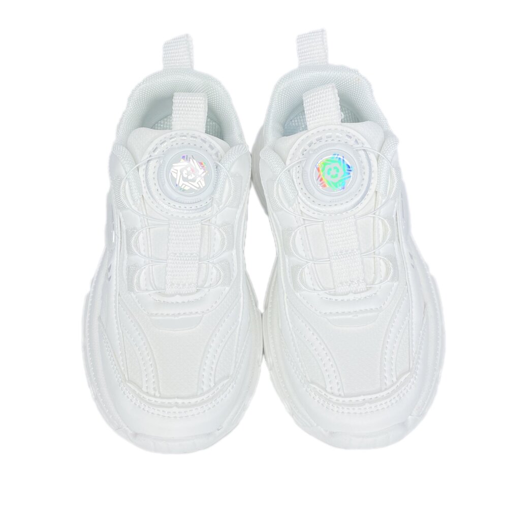 兒童全白皮面運動鞋 防水學生鞋 全黑 球鞋 男童女童 休閒鞋 16-22號 白色 黑色-圖片-2