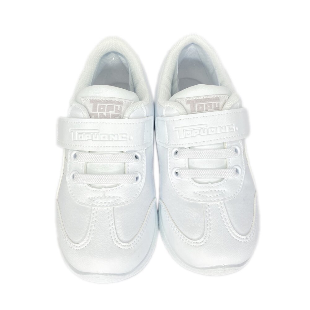 兒童全白皮面運動鞋 防水學生鞋 球鞋 男童女童 休閒鞋 16-22號 白色-圖片-5