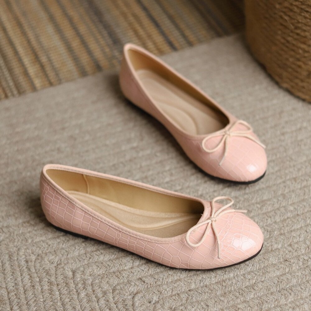 銀色娃娃鞋 銀蔥 石頭紋 🔥全台獨家訂製🔥 蝴蝶結 紅色 休閒鞋 黑色 粉色 平底鞋-圖片-4