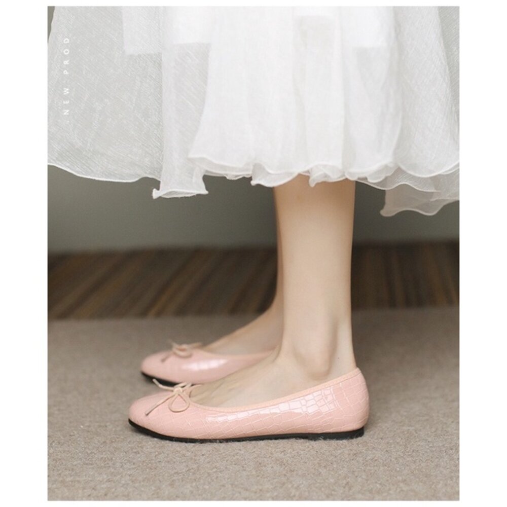 銀色娃娃鞋 銀蔥 石頭紋 🔥全台獨家訂製🔥 蝴蝶結 紅色 休閒鞋 黑色 粉色 平底鞋-圖片-5