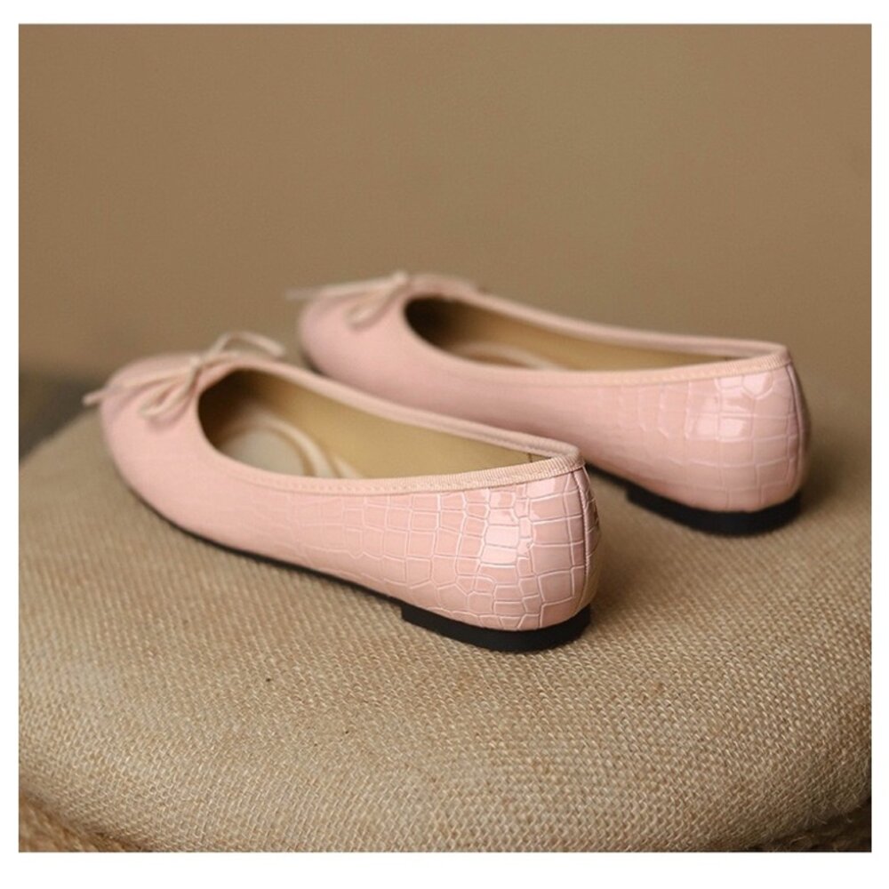 銀色娃娃鞋 銀蔥 石頭紋 🔥全台獨家訂製🔥 蝴蝶結 紅色 休閒鞋 黑色 粉色 平底鞋-圖片-6