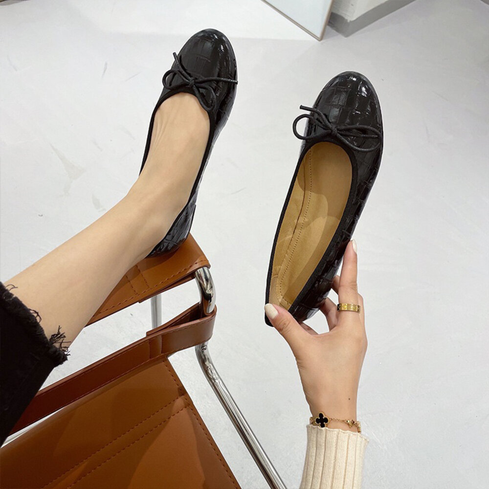 銀色娃娃鞋 銀蔥 石頭紋 🔥全台獨家訂製🔥 蝴蝶結 紅色 休閒鞋 黑色 粉色 平底鞋-圖片-7