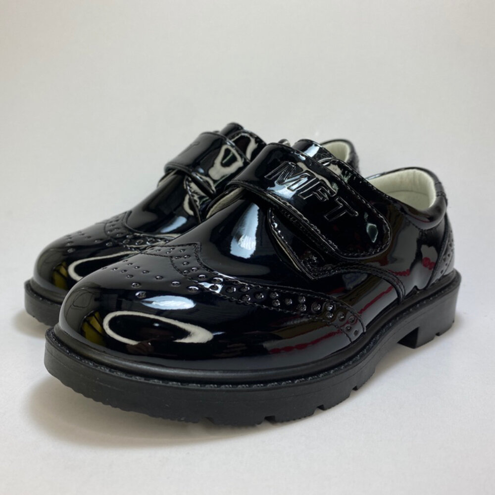 男童皮鞋學生鞋魔鬼氈16-22公分漆皮亮皮學院風