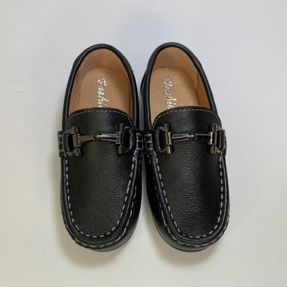 男童女童休閒鞋 皮面 花童鞋 黑色 白色皮鞋 16-22公分-圖片-2