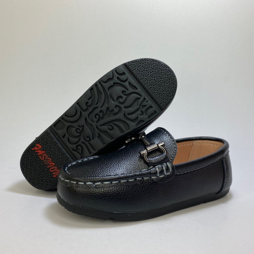 男童女童休閒鞋 皮面 花童鞋 黑色 白色皮鞋 16-22公分-圖片-4