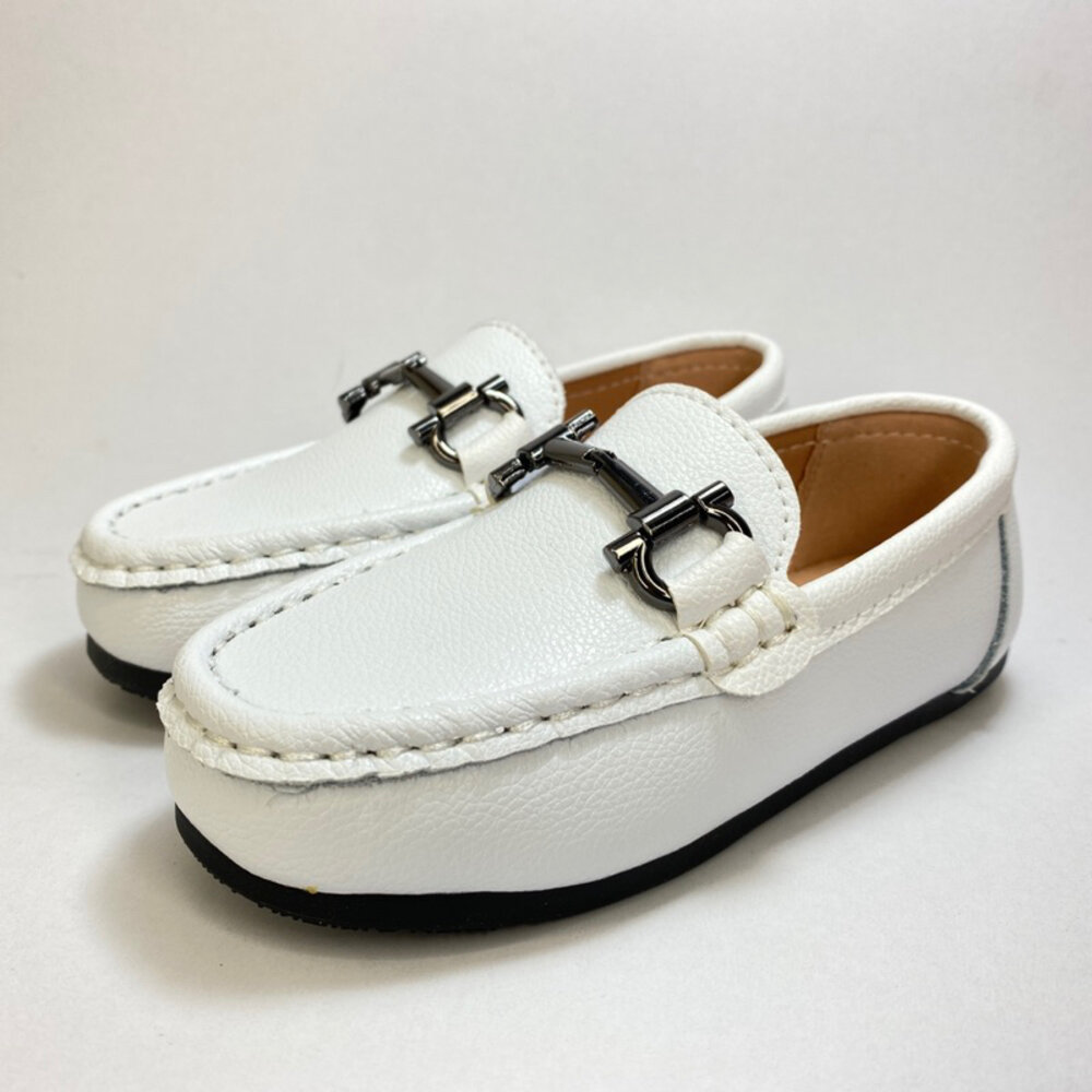 男童女童休閒鞋 皮面 花童鞋 黑色 白色皮鞋 16-22公分-圖片-5