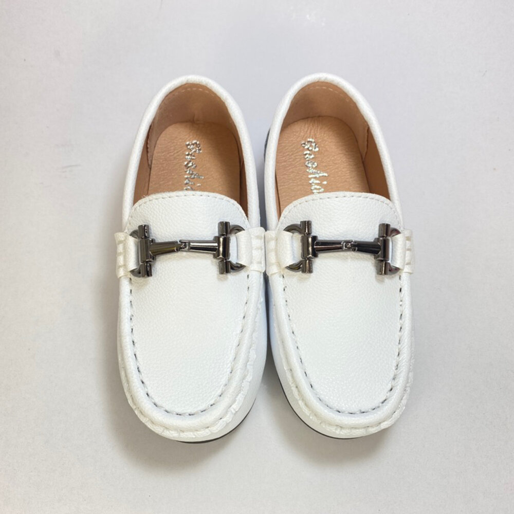 男童女童休閒鞋 皮面 花童鞋 黑色 白色皮鞋 16-22公分-圖片-6