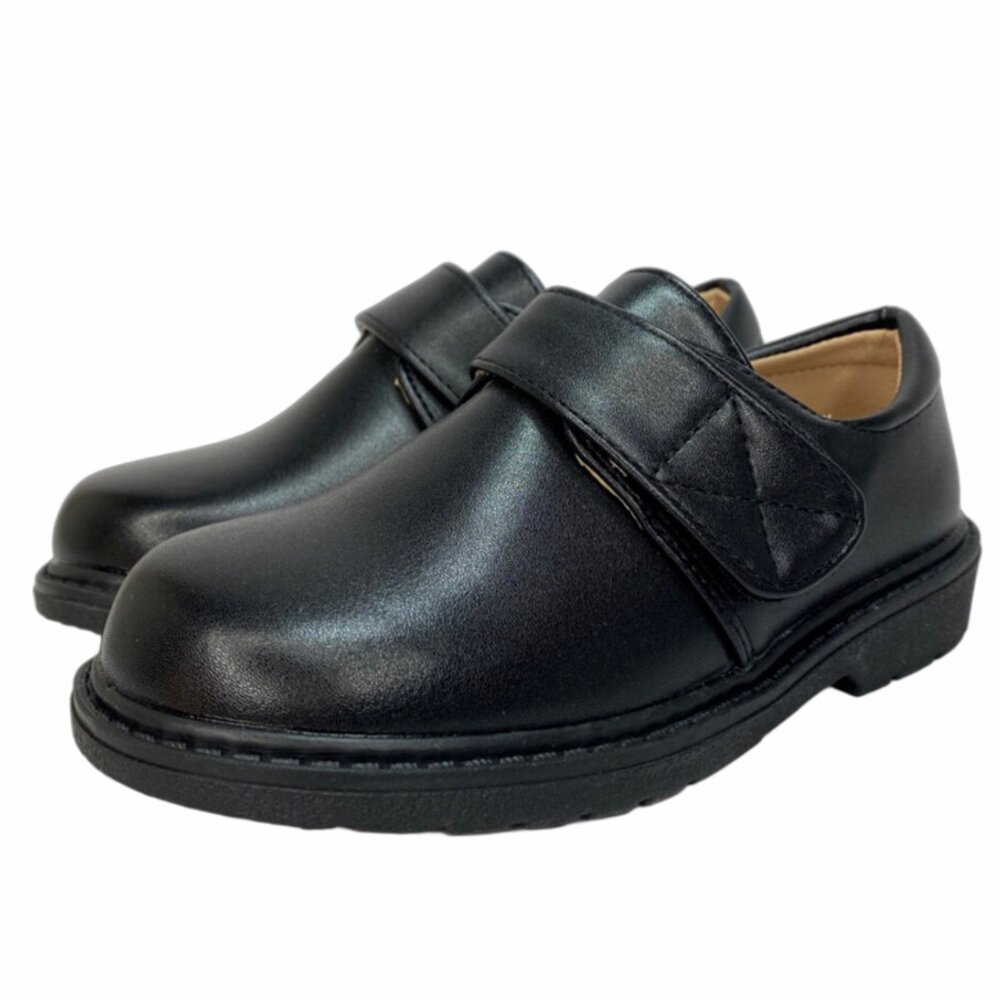 男童黑皮鞋 學生鞋 魔鬼氈 黑色 🔥現貨秒出🔥 表演鞋 花童鞋-圖片-1