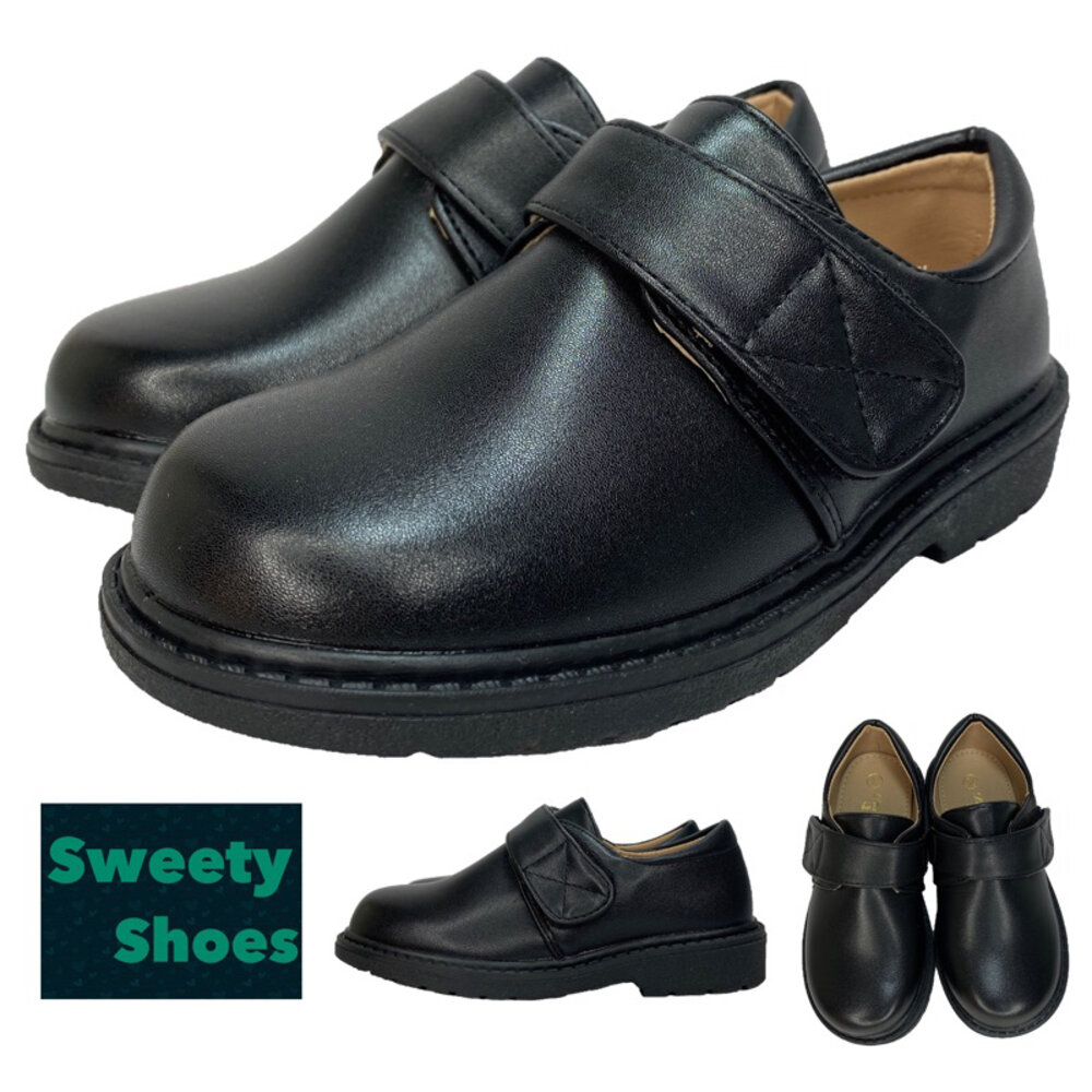 24009667979-男童黑皮鞋 學生鞋 魔鬼氈 黑色 🔥現貨秒出🔥 表演鞋 花童鞋