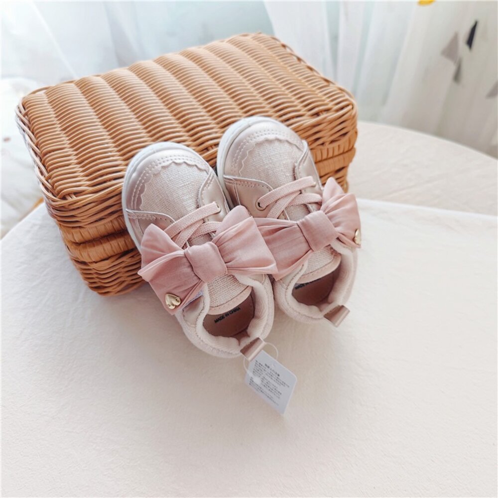 女童休閒鞋 蝴蝶結 運動鞋 14-19號 布鞋 兒童-圖片-5