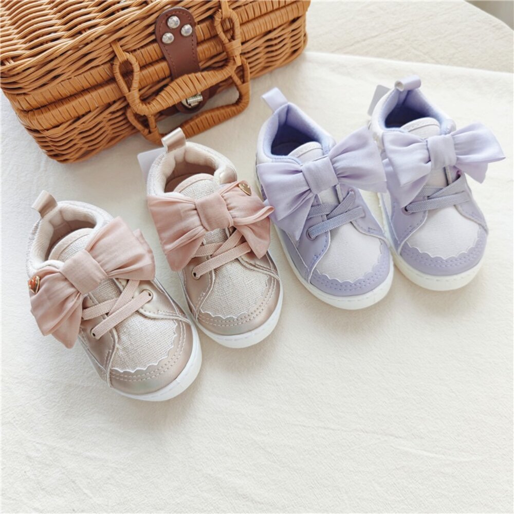 女童休閒鞋蝴蝶結運動鞋14-19號布鞋兒童