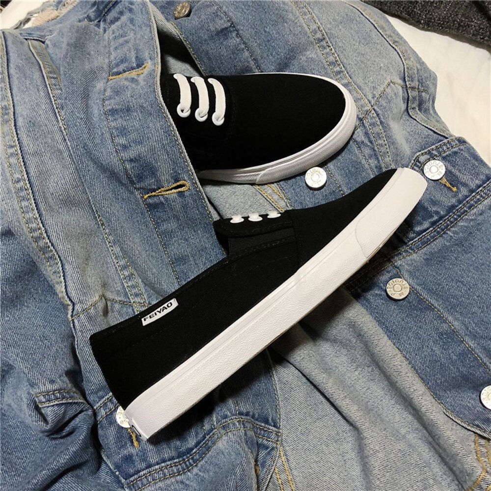 小白鞋 帆布鞋 前包拖鞋 全白休閒鞋 懶人鞋 黑色 灰色-圖片-4