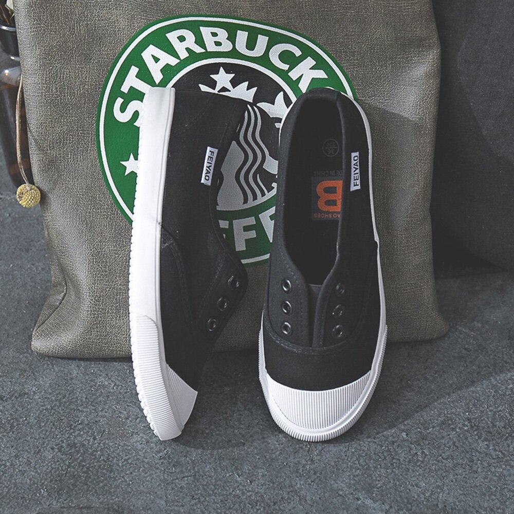 小白鞋 帆布鞋 前包拖鞋 全白休閒鞋 懶人鞋 黑色 灰色-圖片-8