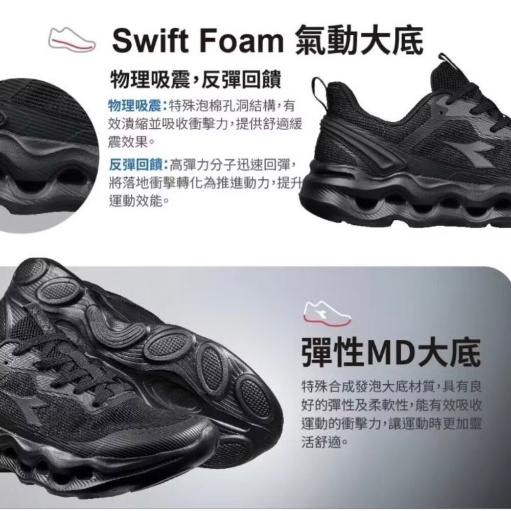 Diadora 男運動鞋 透氣 慢跑鞋 康特杯 穩定後跟 球鞋 矯正機能 男鞋 全新正品-圖片-2