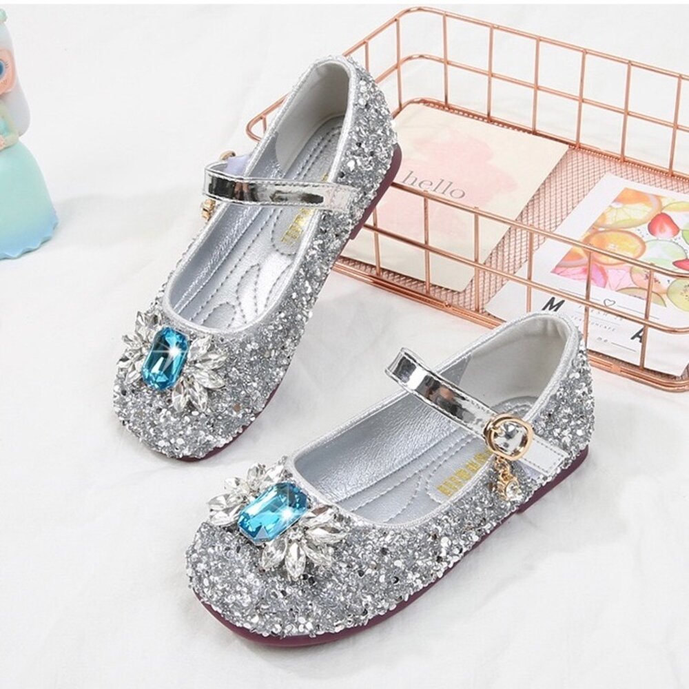 寶石水鑽娃娃鞋 女童公主鞋 平底鞋 亮片 休閒鞋-圖片-1