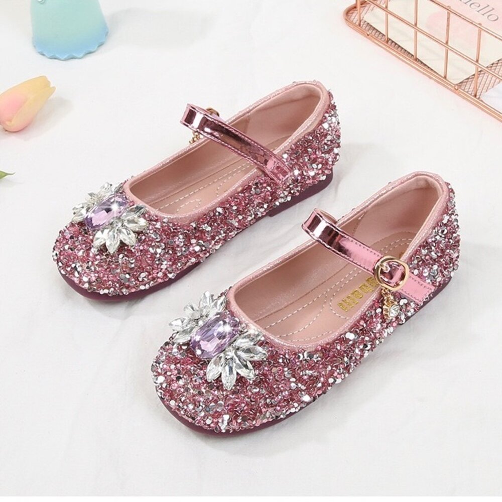 寶石水鑽娃娃鞋 女童公主鞋 平底鞋 亮片 休閒鞋-圖片-3