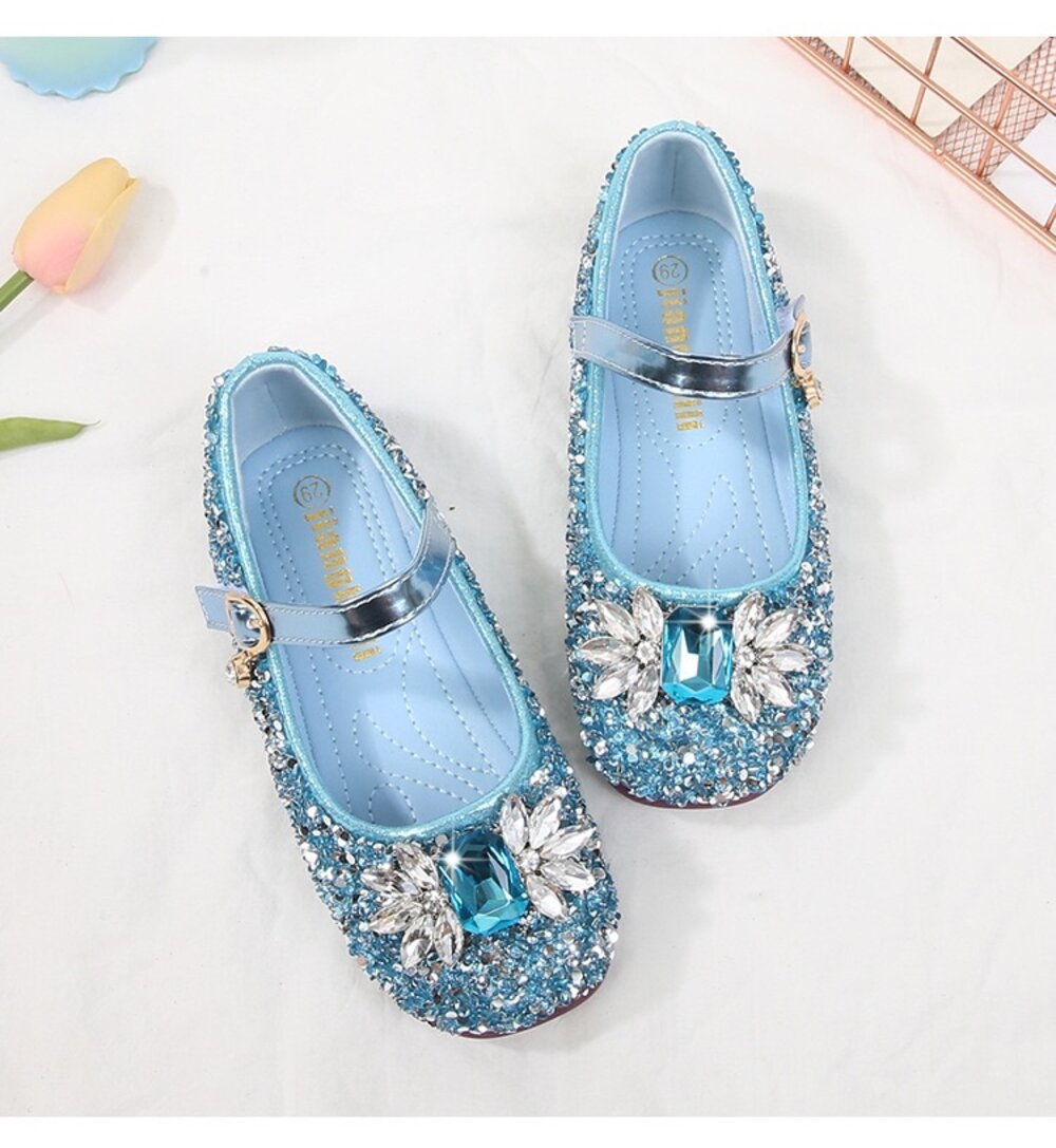 寶石水鑽娃娃鞋 女童公主鞋 平底鞋 亮片 休閒鞋-圖片-5