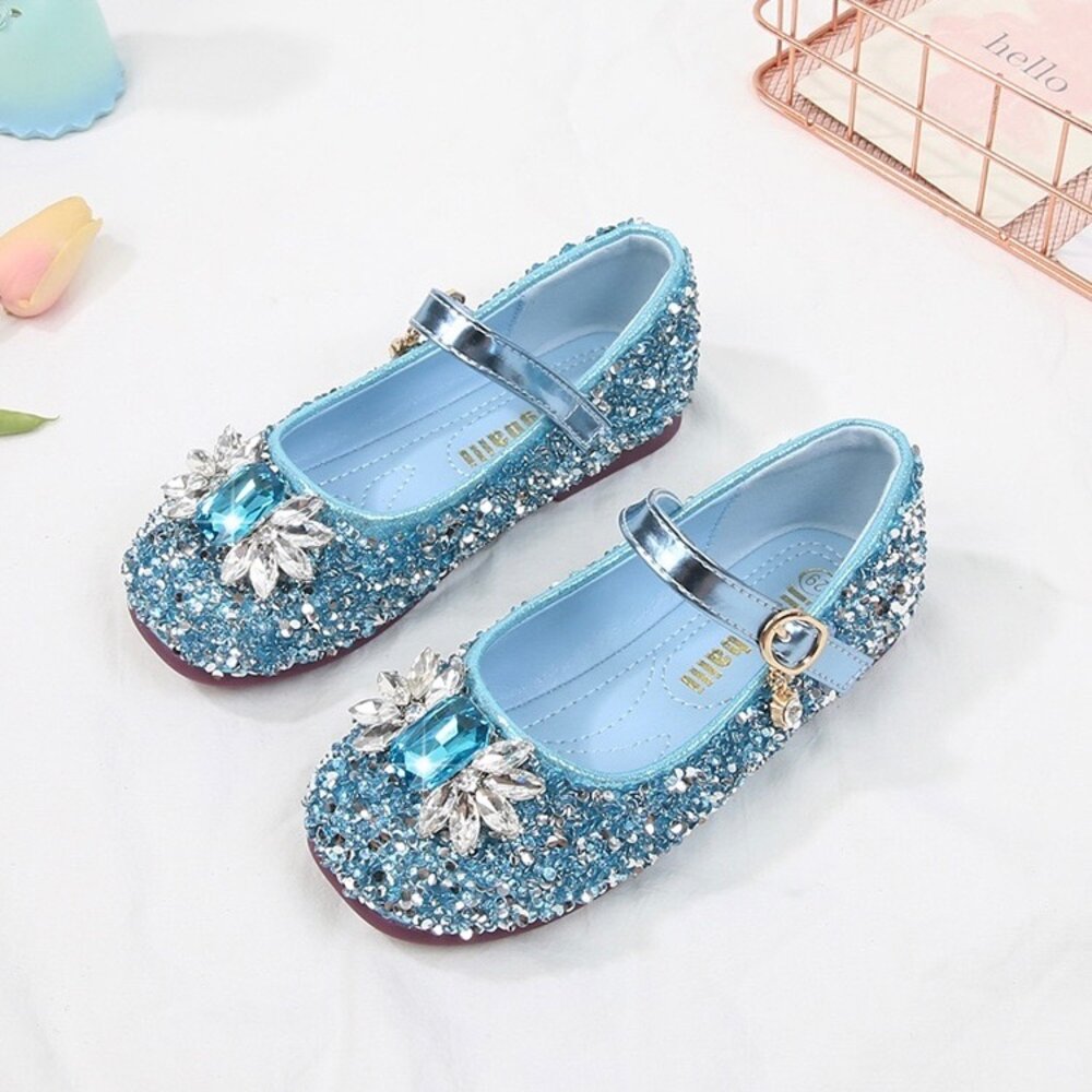 寶石水鑽娃娃鞋 女童公主鞋 平底鞋 亮片 休閒鞋-圖片-6