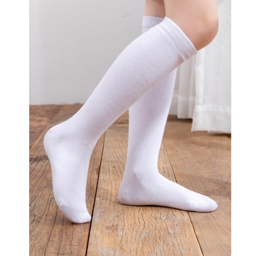 女童長筒襪 小腿襪 表演 學生襪 黑色 白色 全白 16-24公分 封面照片