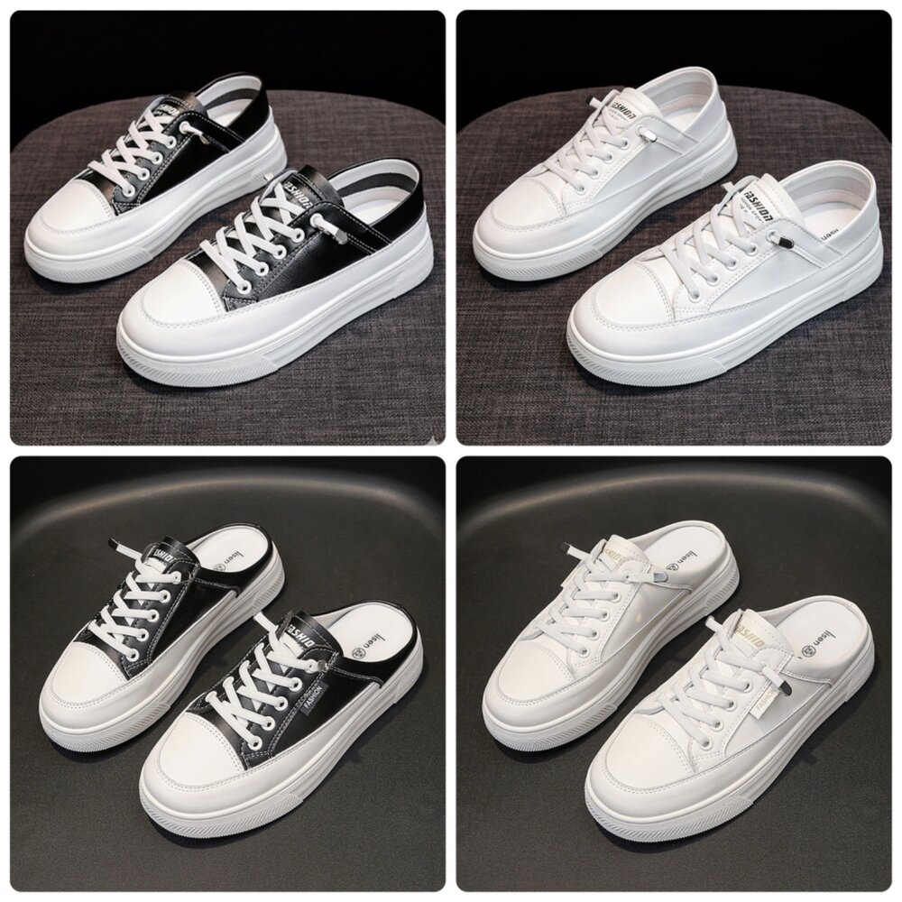 241219221730-皮面休閒鞋 帆布鞋 防水防滑 小白鞋 黑色 36-40號