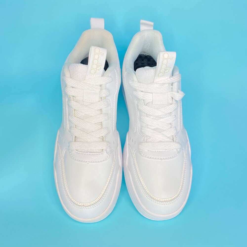 Diadora 全白運動鞋 男鞋 學生鞋 皮面防水防滑 球鞋 寬楦 25.5-29 DA71299-圖片-1