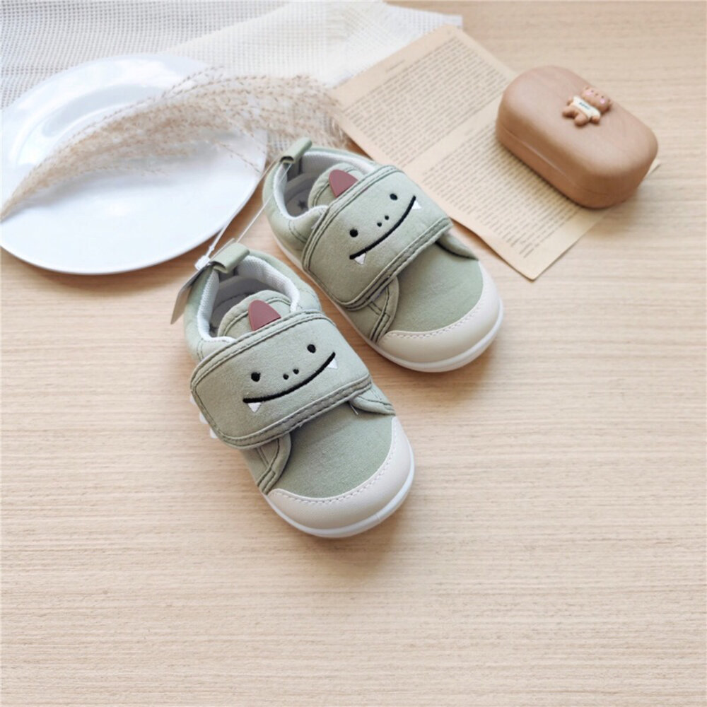 寶寶學步鞋 嬰兒鞋 🔥出口日本🔥 男童女童 帆布 軟底 熊貓 兔兔 恐龍-圖片-7