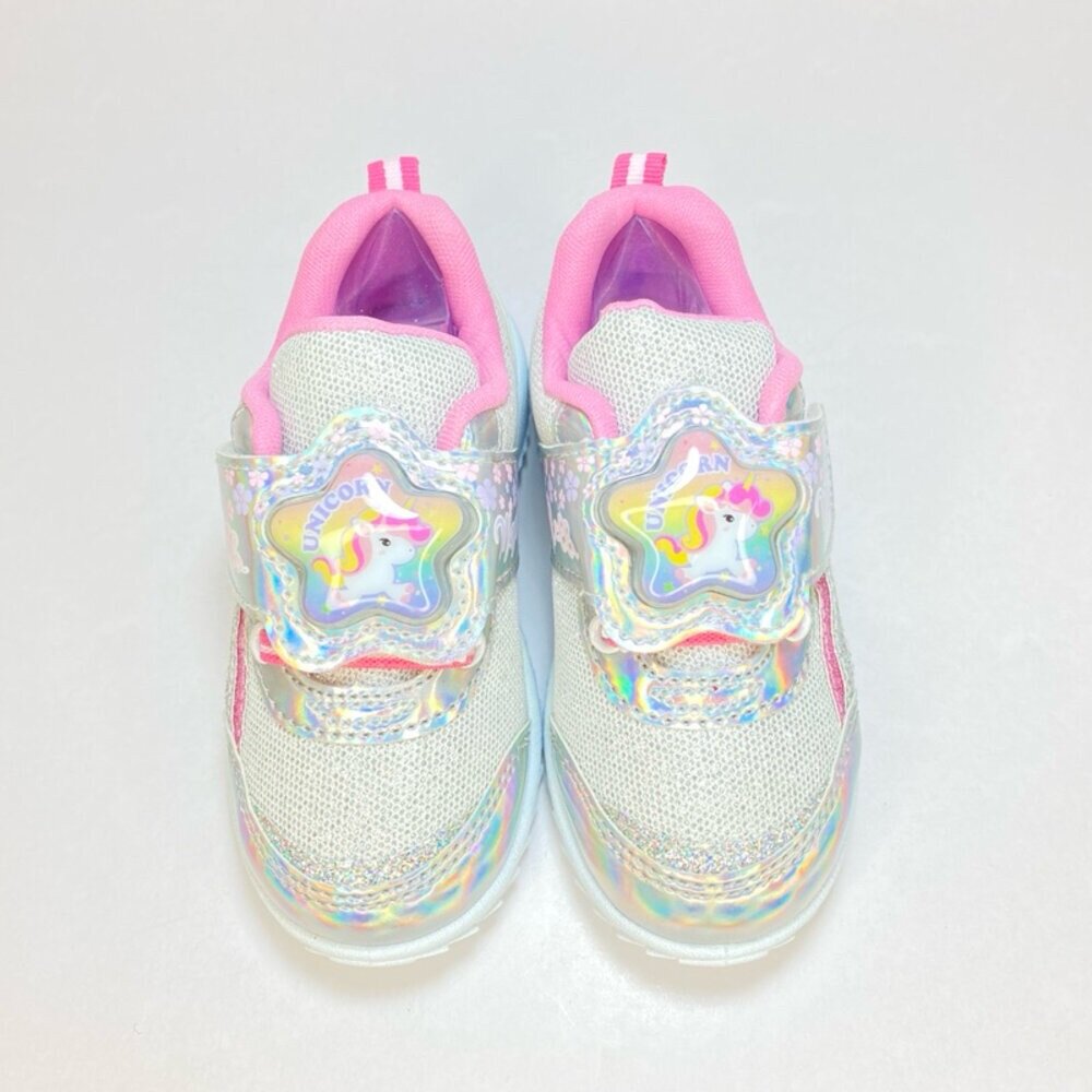 女童閃亮電燈鞋 運動鞋 獨角獸 台灣製 銀色 2024最新款 16-21號-圖片-2
