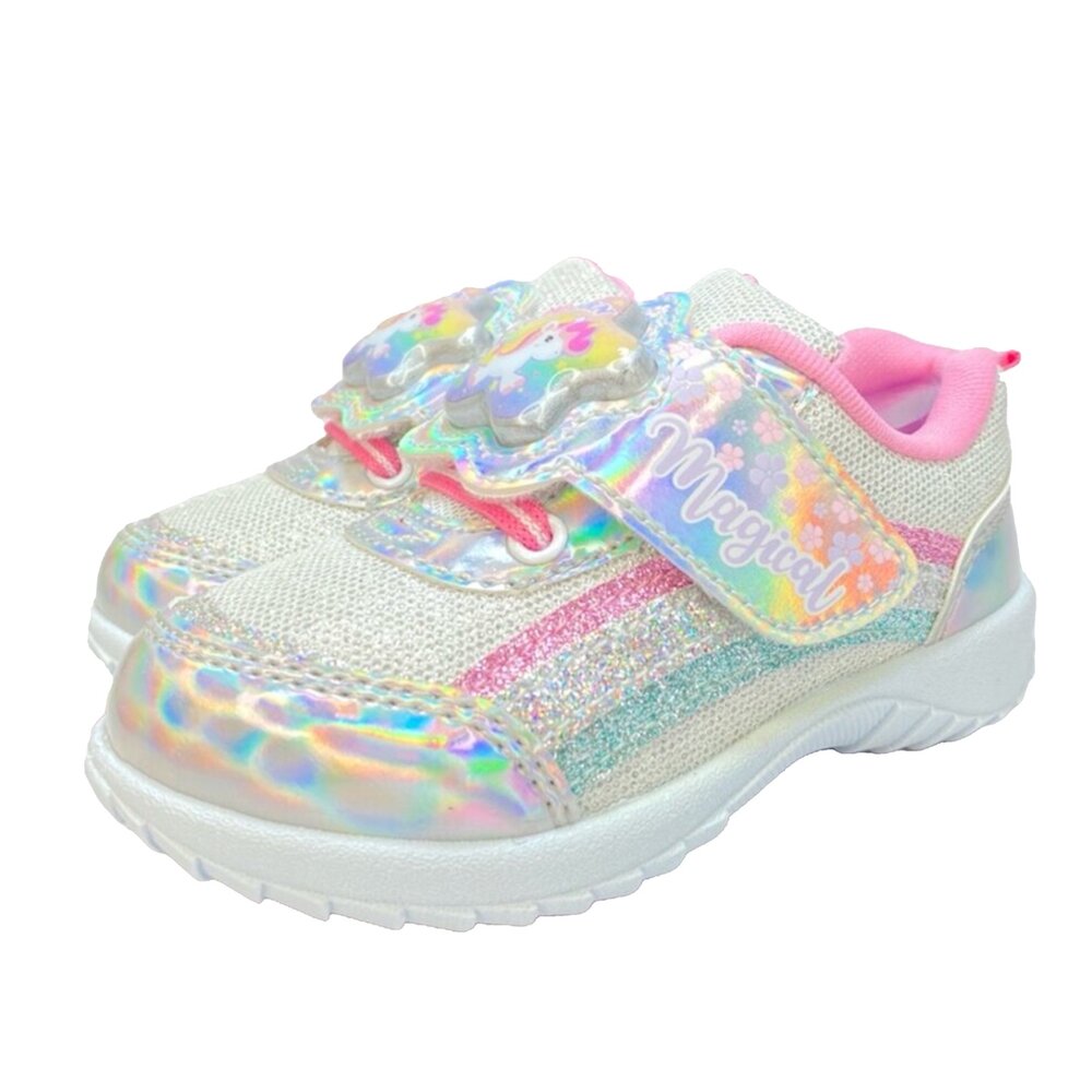 女童閃亮電燈鞋 運動鞋 獨角獸 台灣製 銀色 最新款 16-21號-圖片-5