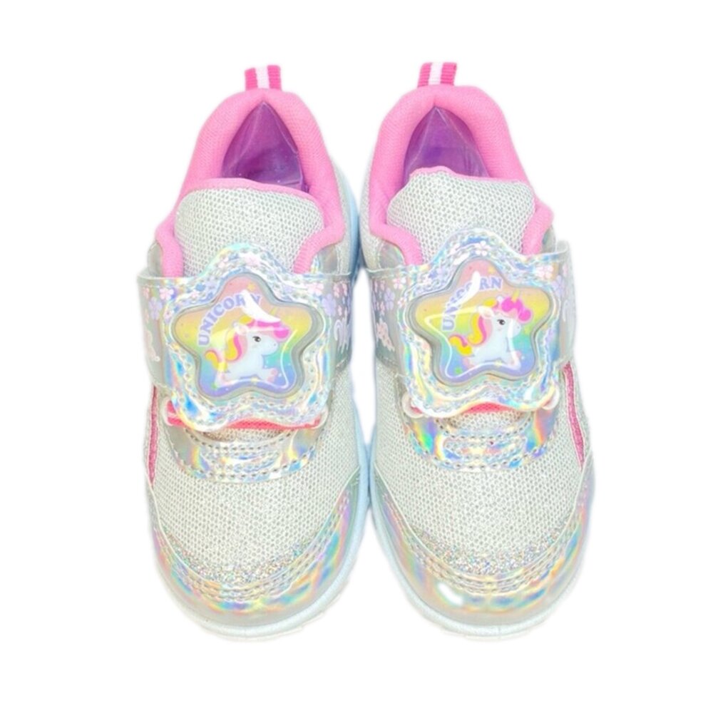女童閃亮電燈鞋 運動鞋 獨角獸 台灣製 銀色 最新款 16-21號-圖片-6