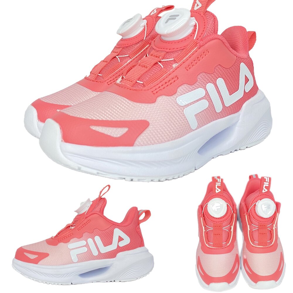 Fila 兒童旋鈕運動鞋 童鞋 機能鞋 16-24號 白色 中童 球鞋 康特杯 男童女童-圖片-3